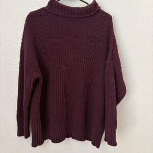 Aerie Women's Knit Mock-Turtleneck Sweater, Plum, Size Small